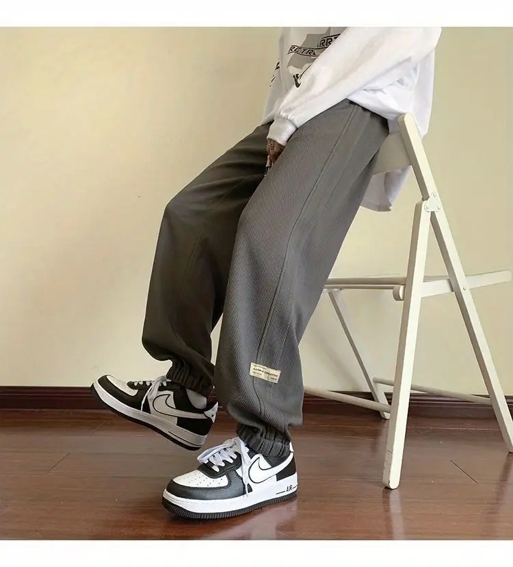 Men's Black Drawstring Sweatpants Spring Summer Casual Loose Plus Size — feature 21