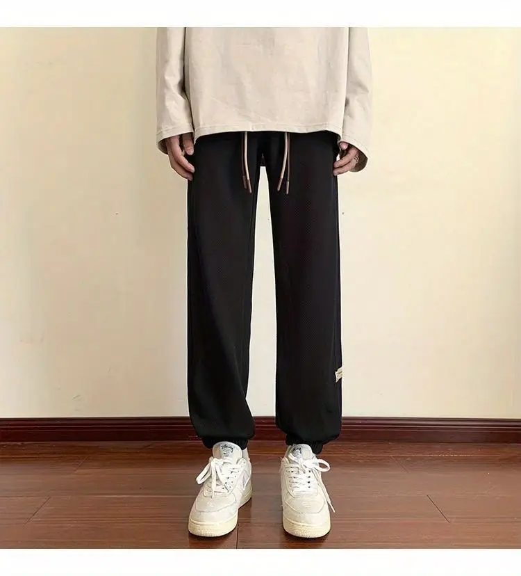 Men's Black Drawstring Sweatpants Spring Summer Casual Loose Plus Size — feature 6
