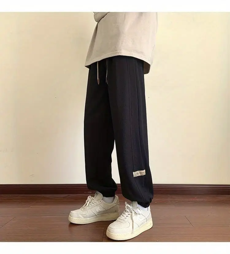 Men's Black Drawstring Sweatpants Spring Summer Casual Loose Plus Size — feature 7