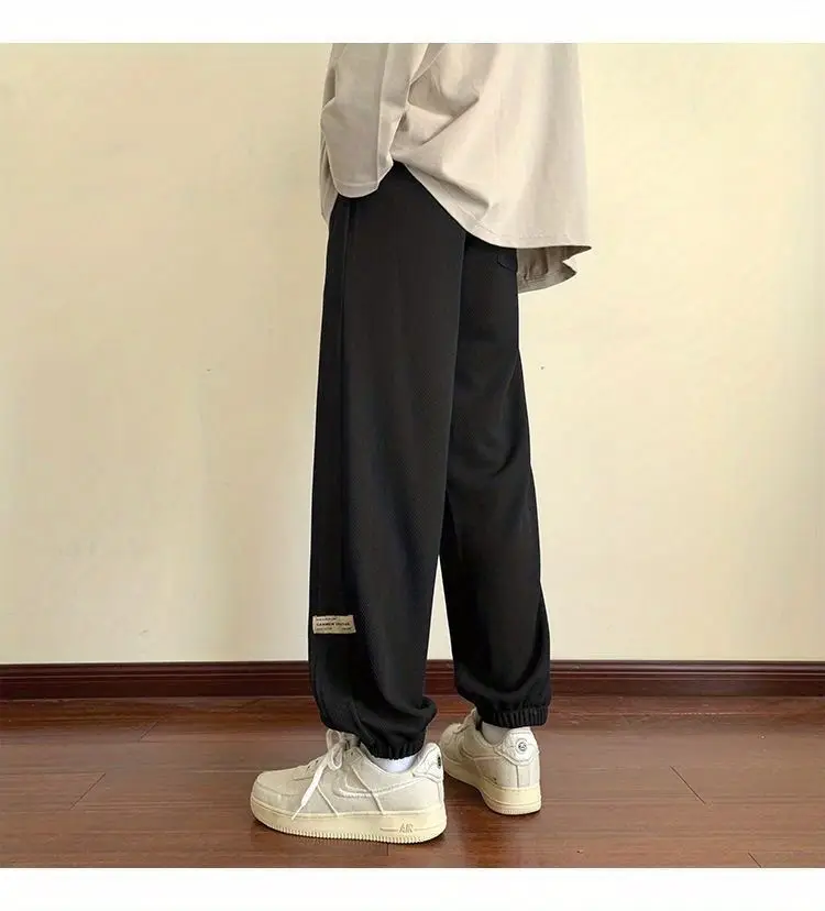 Men's Black Drawstring Sweatpants Spring Summer Casual Loose Plus Size — feature 8