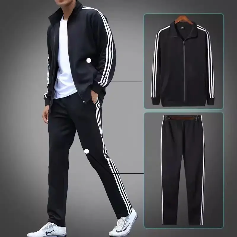 Spring and Autumn Sweat Sweat Pants Sports suit Men's Youth Fashion Vertical Collar Long-sleeved Two-piece Fashionable Brand Thin Skinlet Pants - Image 4