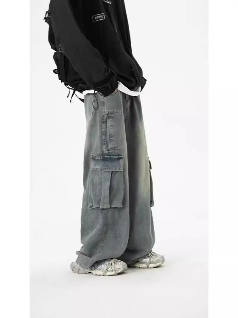 Wide Leg Jeans Men Women Spring Autumn Washable Vintage High Street - Image 3