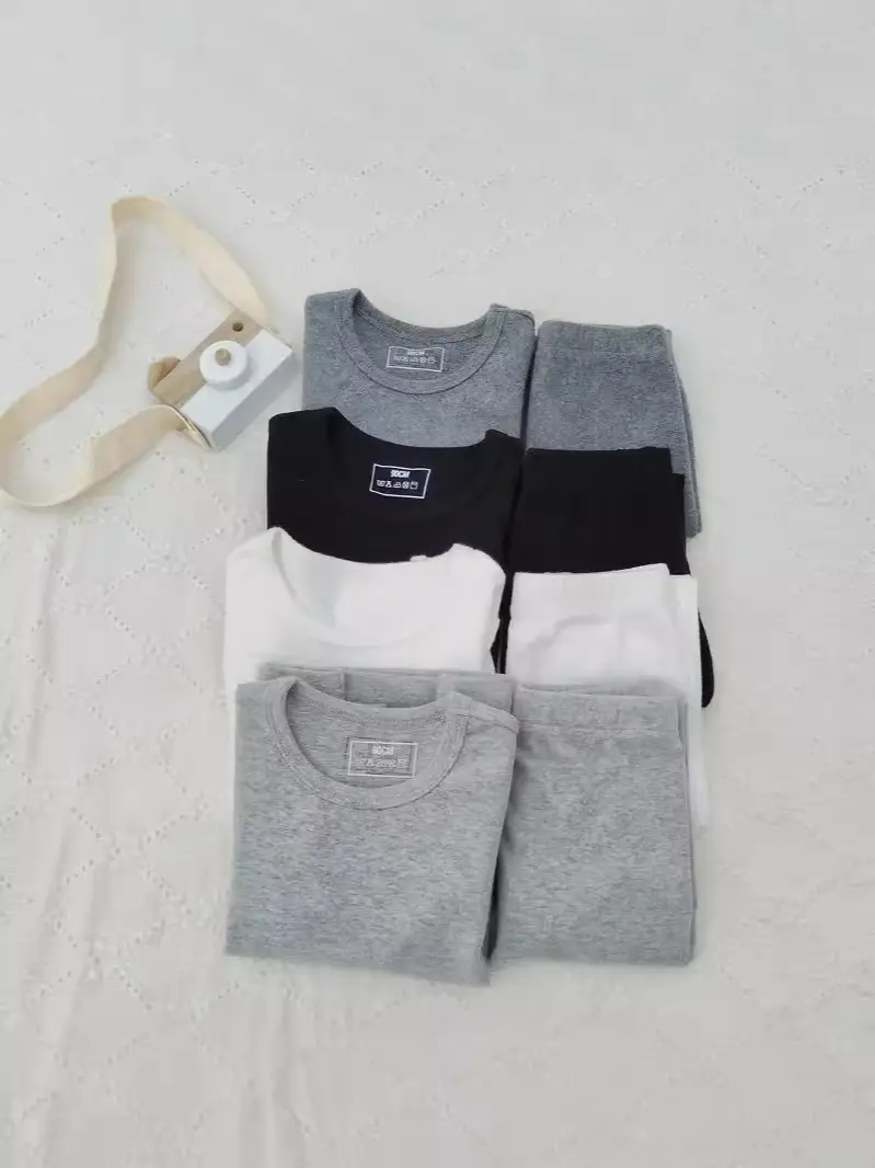 Girls Grey Thermal Pajama Set Autumn Winter Base