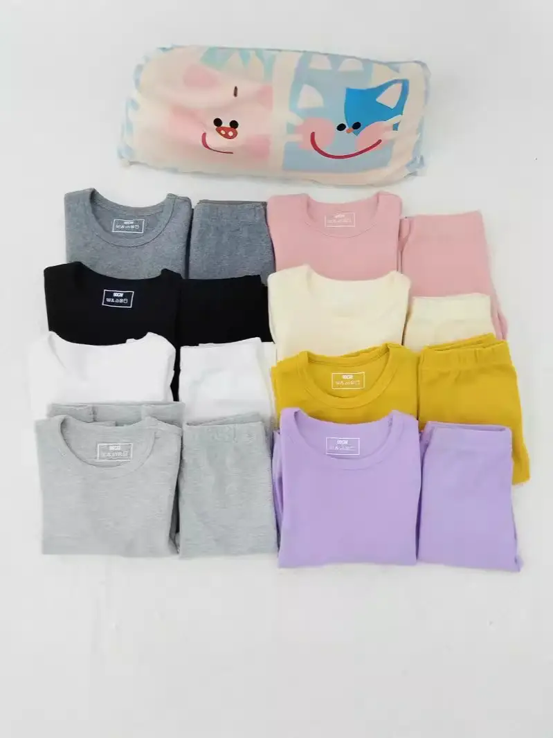 Girls Grey Thermal Pajama Set Autumn Winter Base