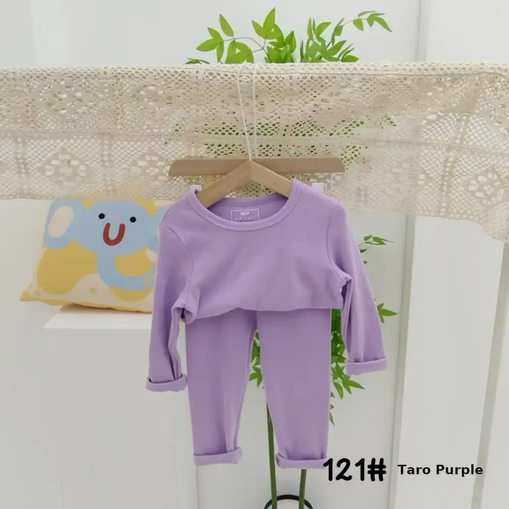 Girls Grey Thermal Pajama Set Autumn Winter Base — feature 17