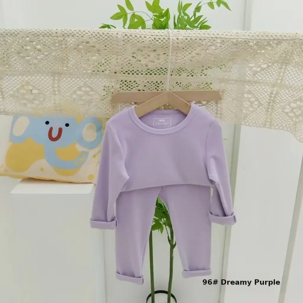 Girls Grey Thermal Pajama Set Autumn Winter Base — feature 18
