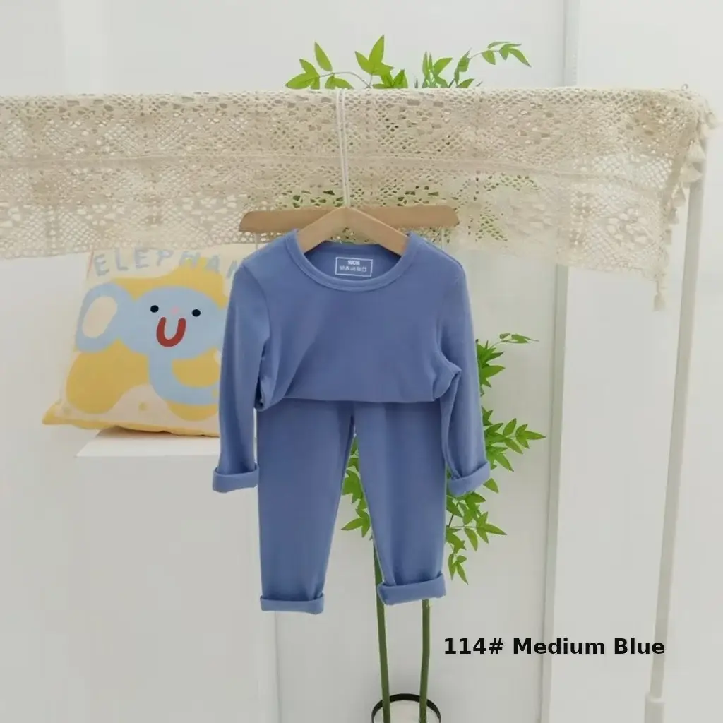 Girls Grey Thermal Pajama Set Autumn Winter Base — feature 20