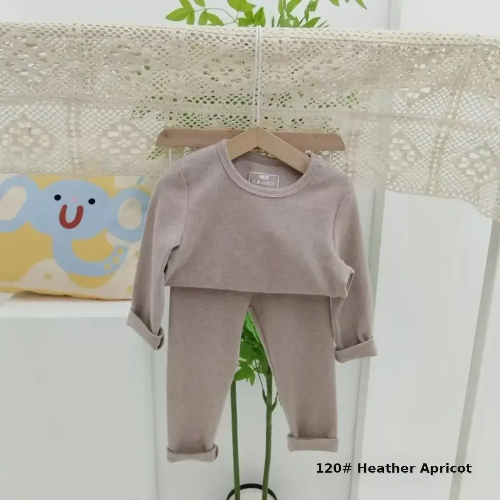 Girls Grey Thermal Pajama Set Autumn Winter Base — feature 21