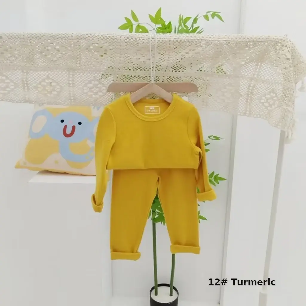 Girls Grey Thermal Pajama Set Autumn Winter Base — feature 23