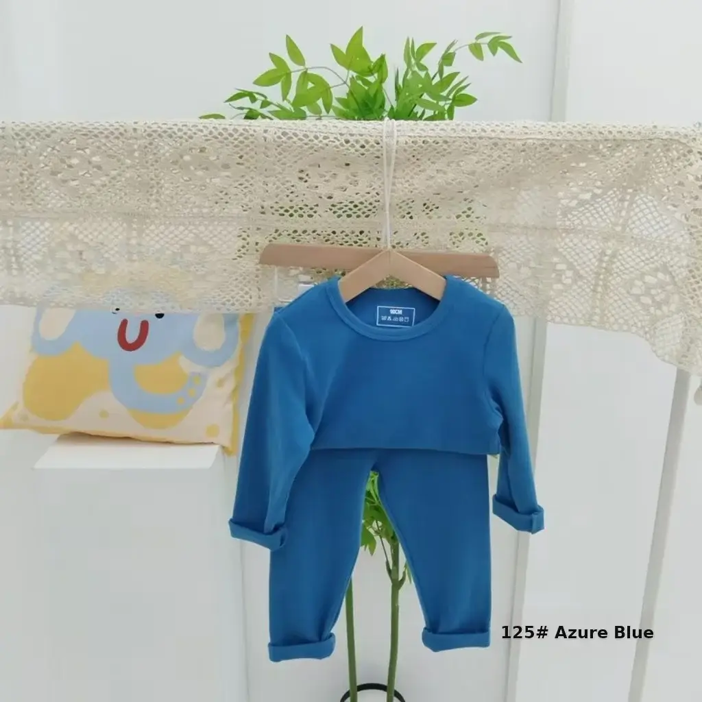 Girls Grey Thermal Pajama Set Autumn Winter Base — feature 25