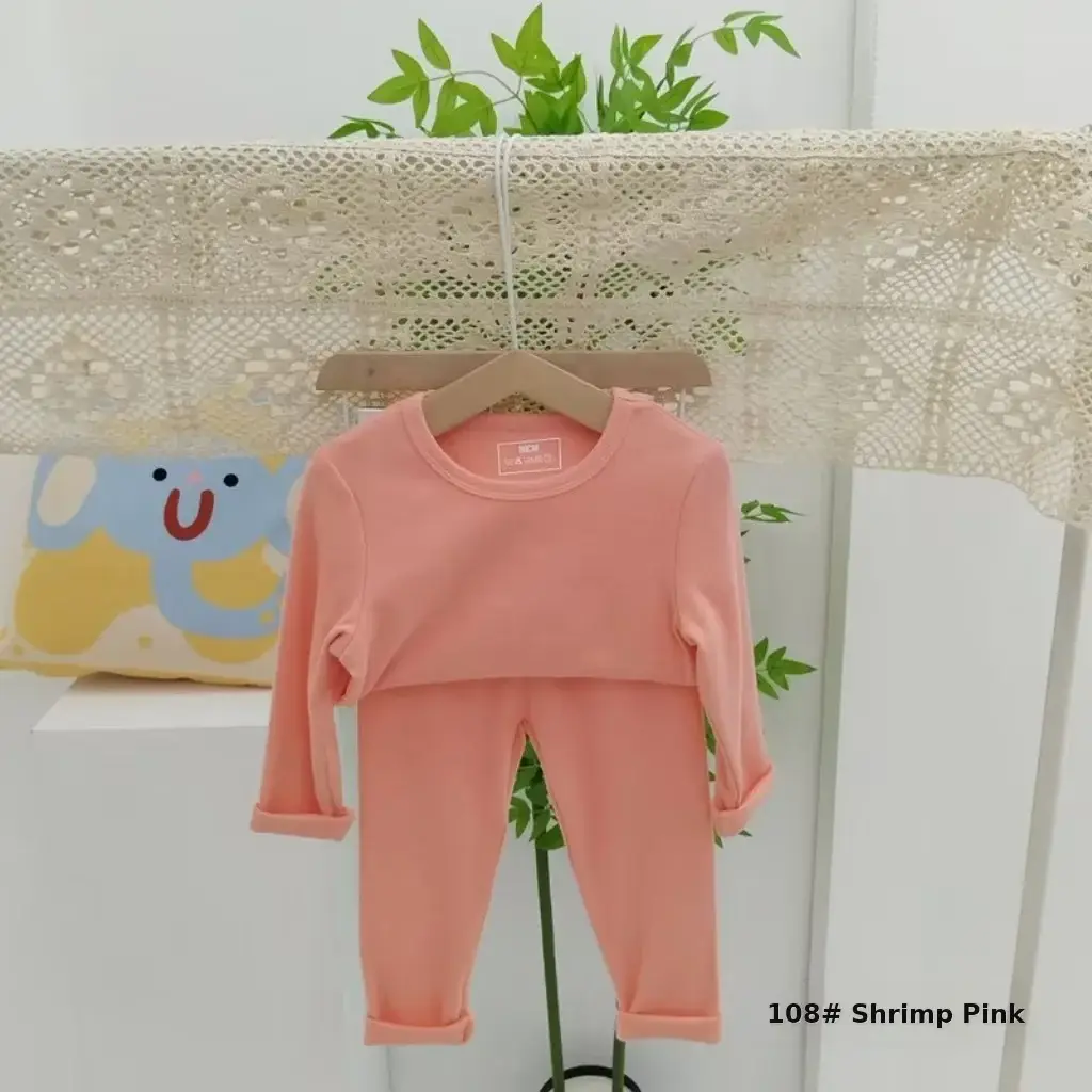 Girls Grey Thermal Pajama Set Autumn Winter Base — feature 26