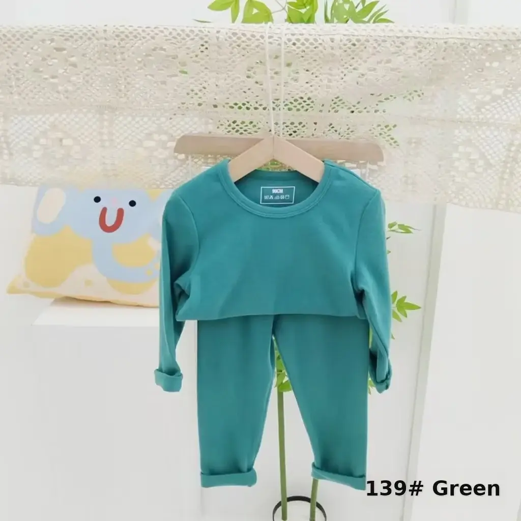 Girls Grey Thermal Pajama Set Autumn Winter Base — feature 27