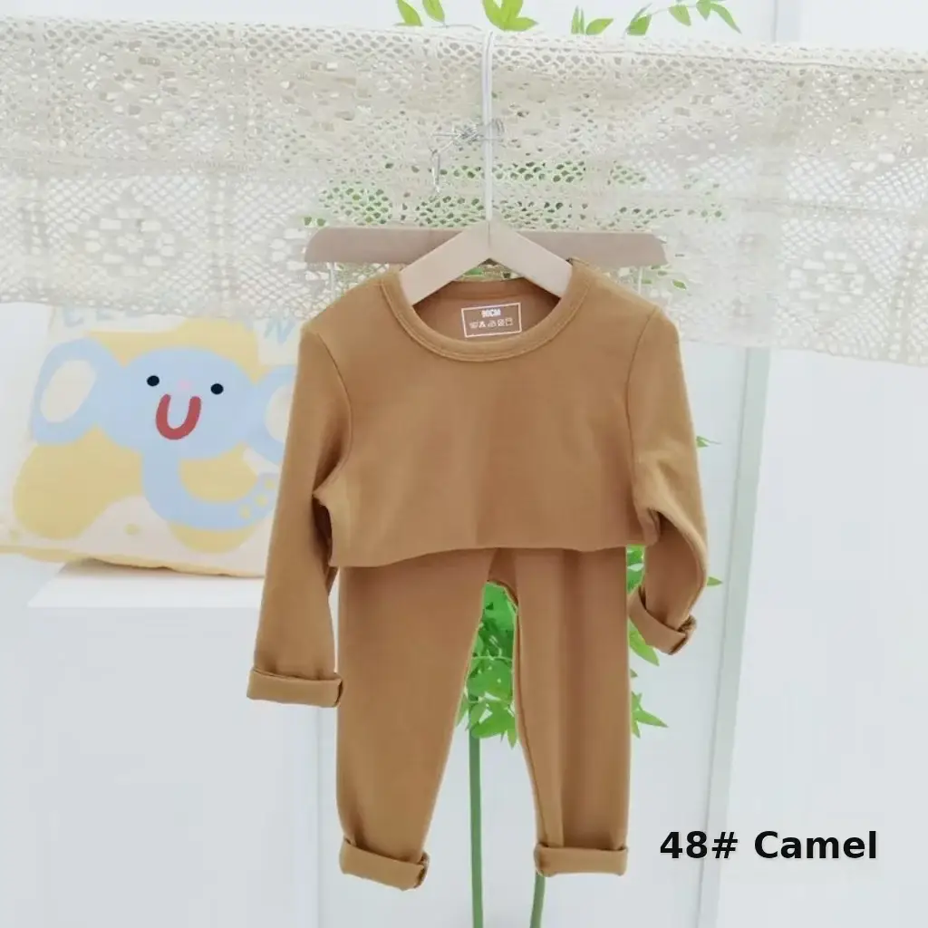 Girls Grey Thermal Pajama Set Autumn Winter Base — feature 33