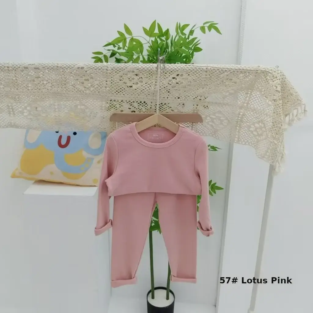 Girls Grey Thermal Pajama Set Autumn Winter Base — feature 37