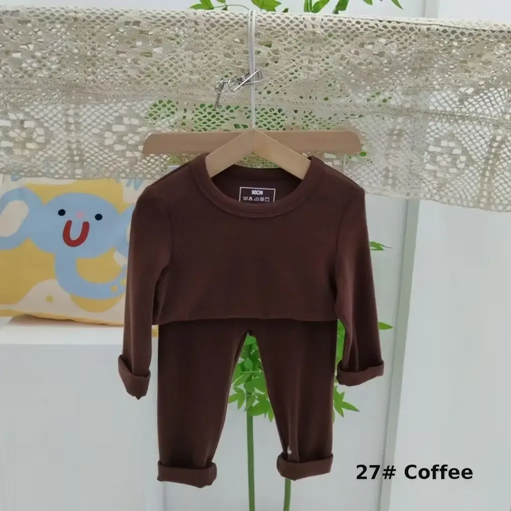 Girls Grey Thermal Pajama Set Autumn Winter Base — feature 38