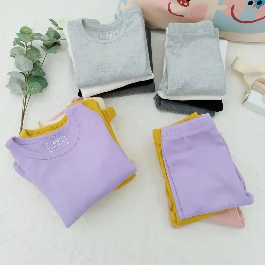 Girls Grey Thermal Pajama Set Autumn Winter Base — feature 4