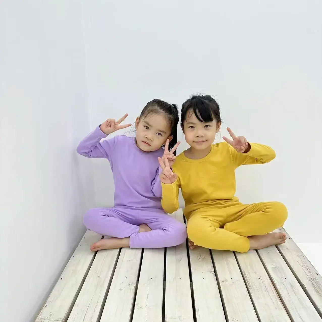 Girls Grey Thermal Pajama Set Autumn Winter Base — feature 40