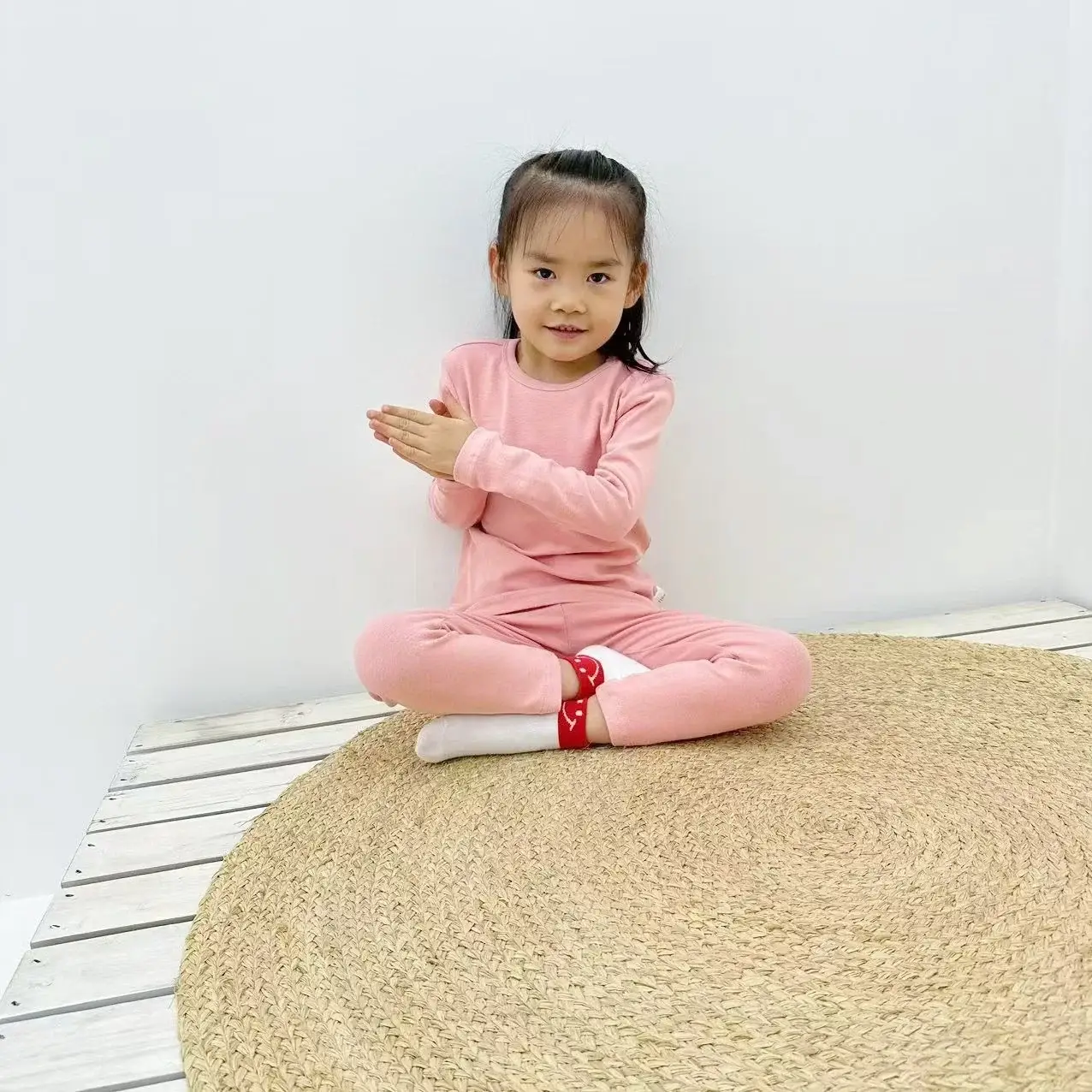 Girls Grey Thermal Pajama Set Autumn Winter Base — feature 41