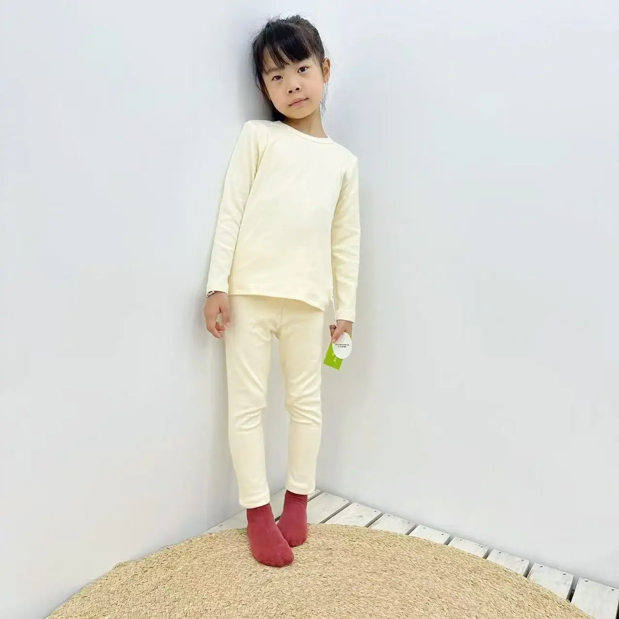 Girls Grey Thermal Pajama Set Autumn Winter Base — feature 42