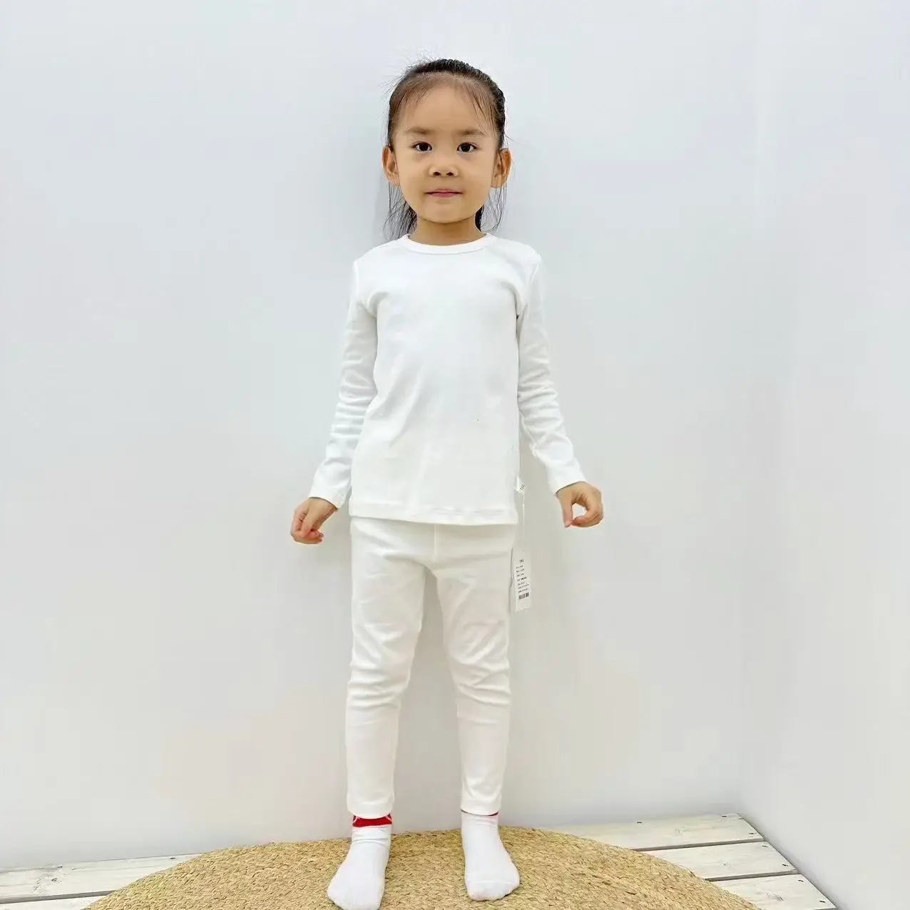 Girls Grey Thermal Pajama Set Autumn Winter Base — feature 45
