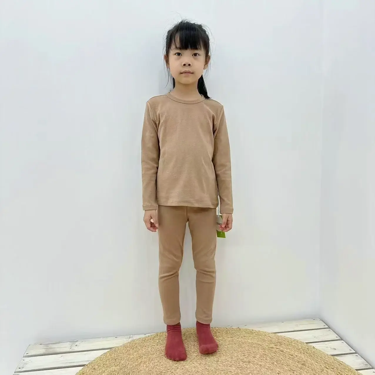 Girls Grey Thermal Pajama Set Autumn Winter Base — feature 46