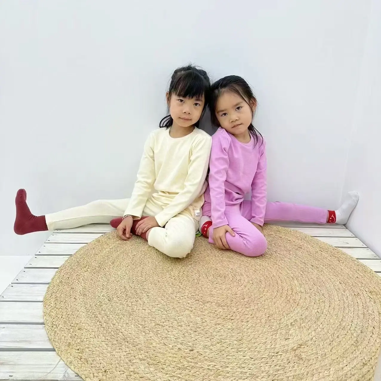 Girls Grey Thermal Pajama Set Autumn Winter Base — feature 47