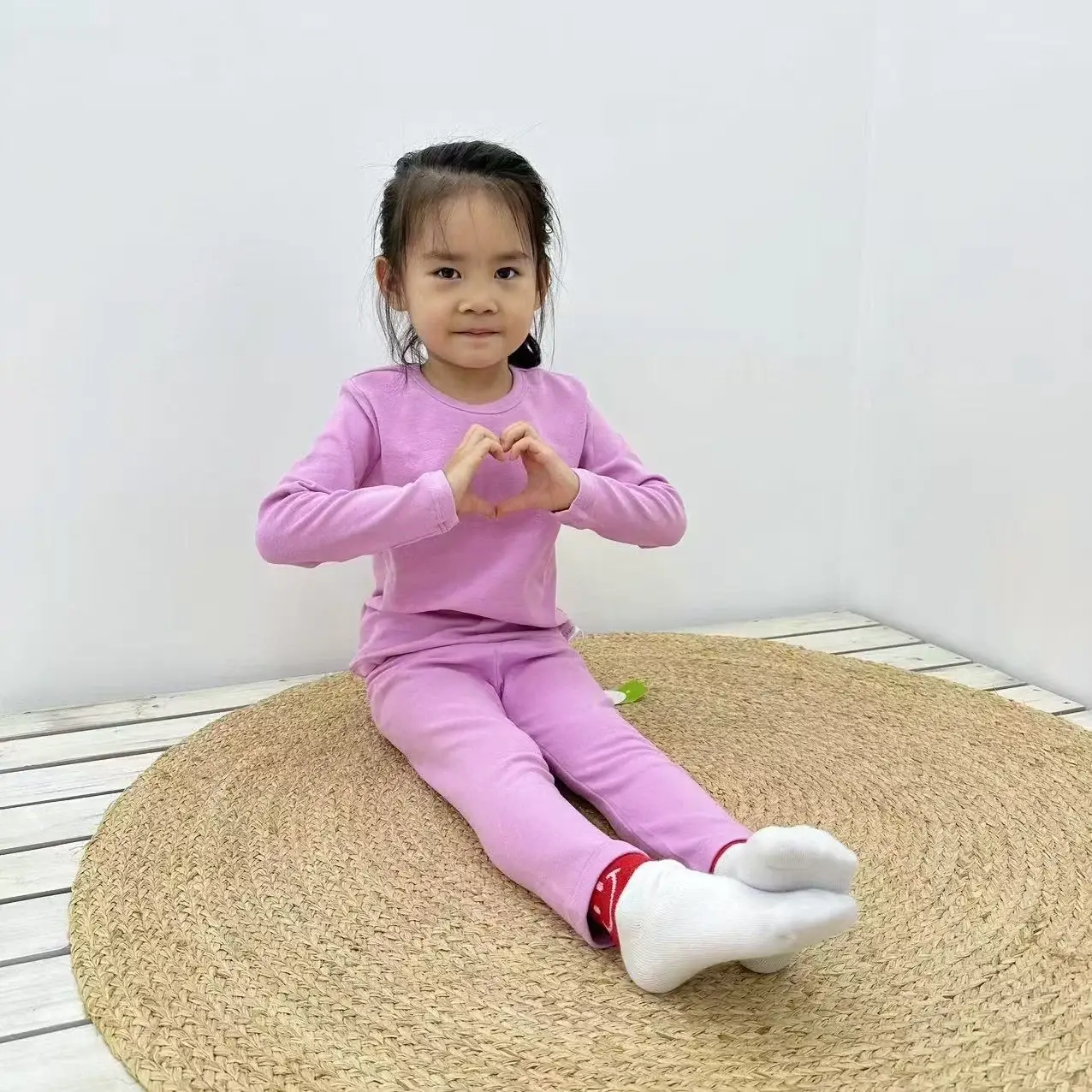 Girls Grey Thermal Pajama Set Autumn Winter Base — feature 48
