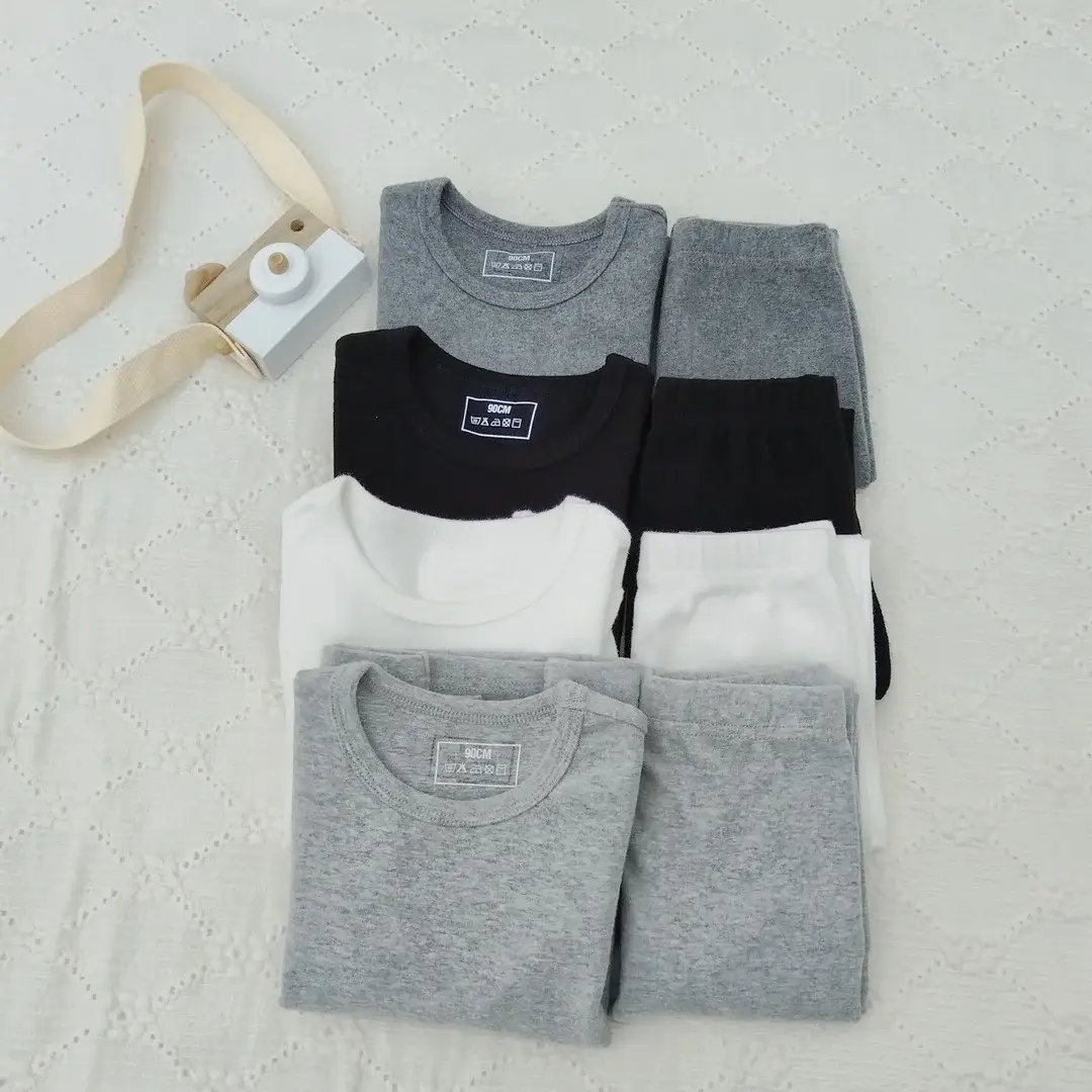 Girls Grey Thermal Pajama Set Autumn Winter Base — feature 5