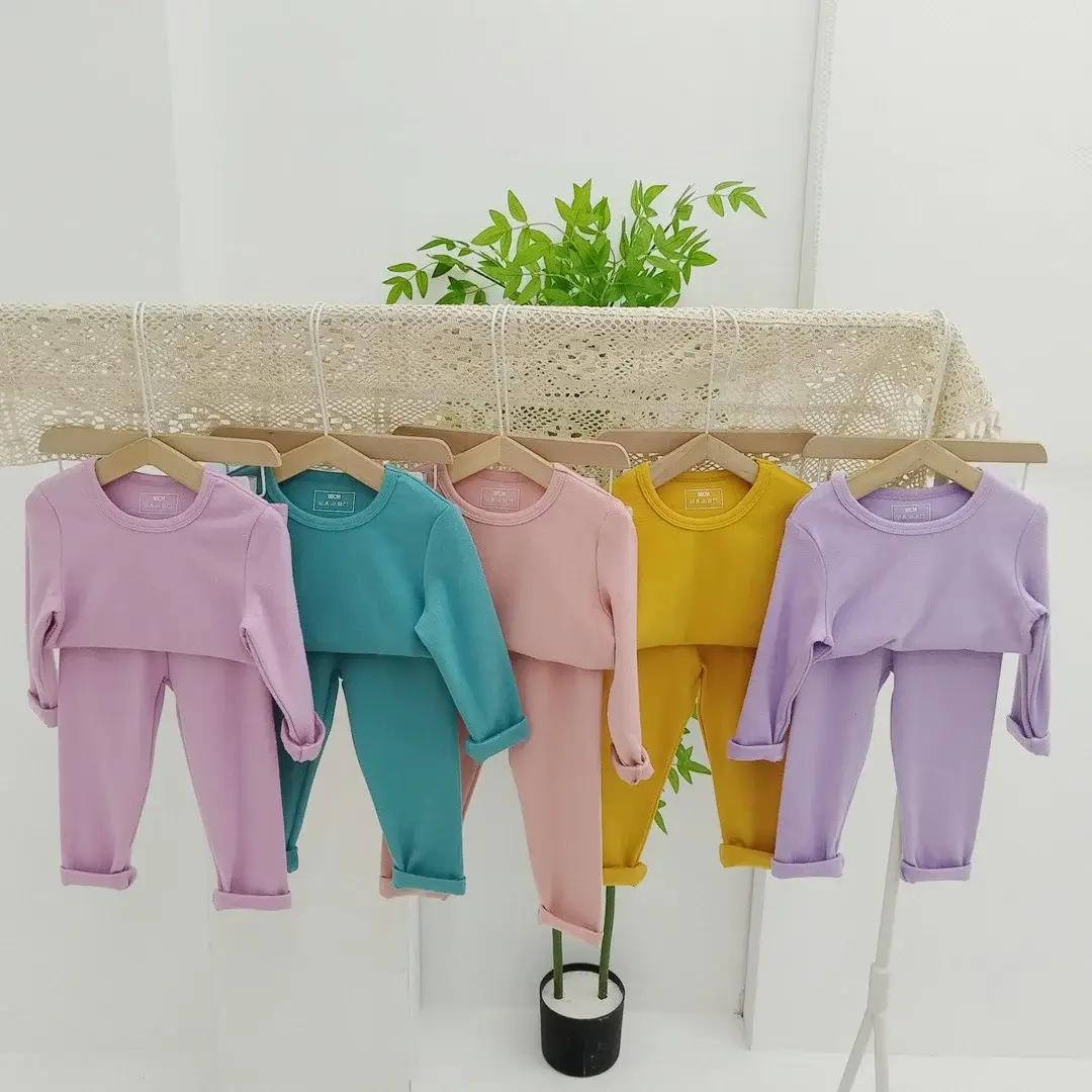 Girls Grey Thermal Pajama Set Autumn Winter Base — feature 8