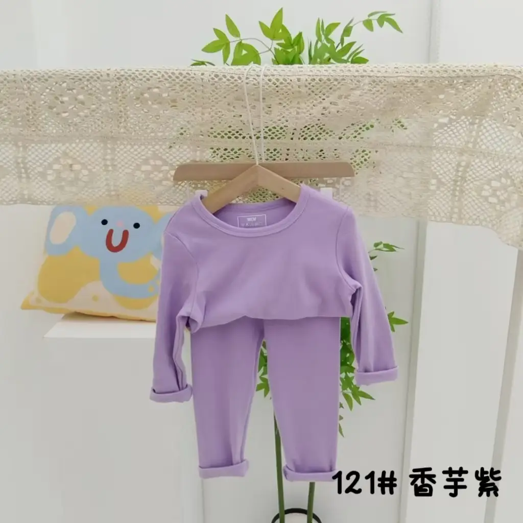 Girls Grey Thermal Pajama Set Autumn Winter Base