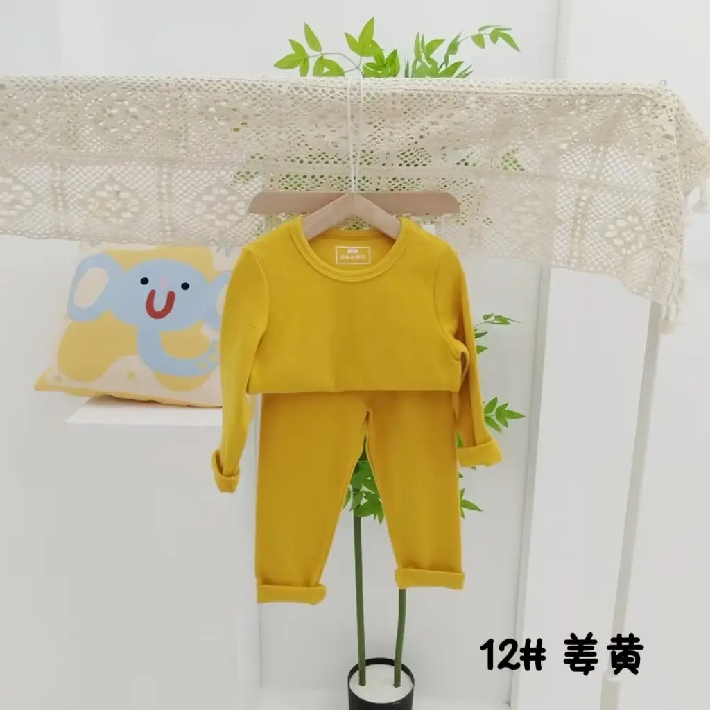 Girls Grey Thermal Pajama Set Autumn Winter Base