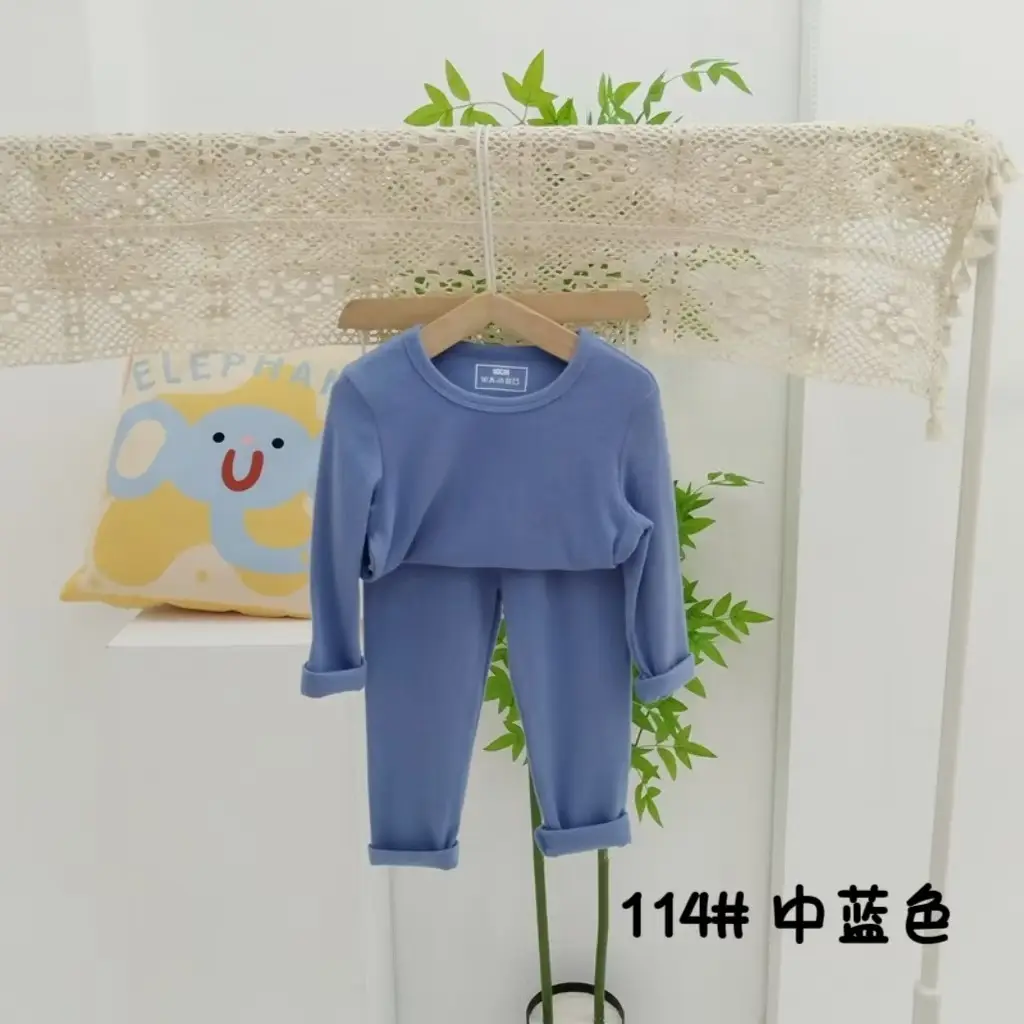 Girls Grey Thermal Pajama Set Autumn Winter Base