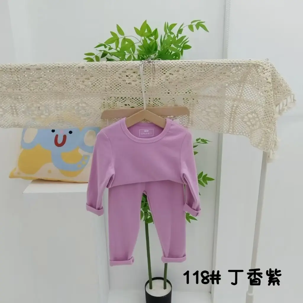 Girls Grey Thermal Pajama Set Autumn Winter Base
