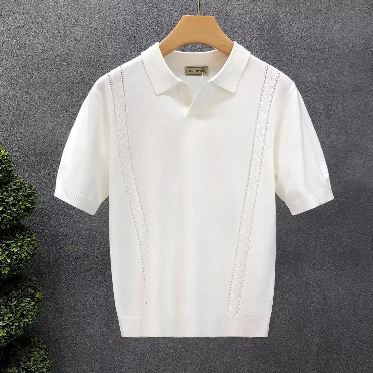 Men White Ice Silk Half Sleeve T-Shirt