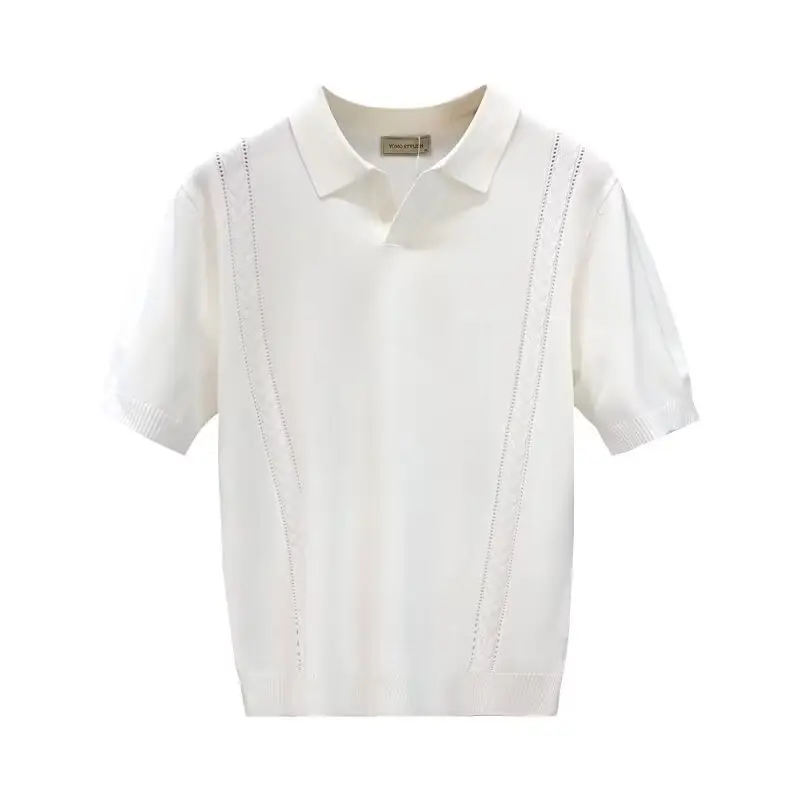 Men White Ice Silk Half Sleeve T-Shirt