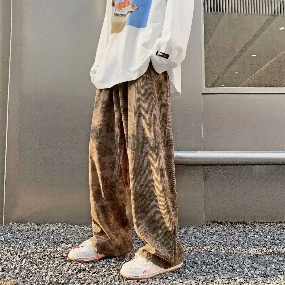 Men's Corduroy Wide Leg Pants Plumpty Handsome Straight Loose - Image 6