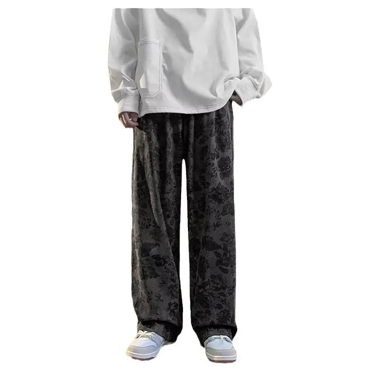 Men's Corduroy Wide Leg Pants Plumpty Handsome Straight Loose - Image 7