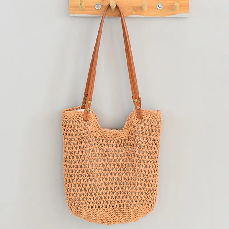 Cotton thread concave bag khaki small size width 32 * height 32
