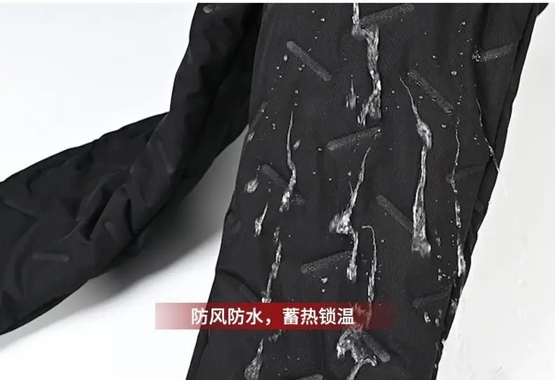 Men Black Cotton Loose Fit Pants Winter Warm — feature 11