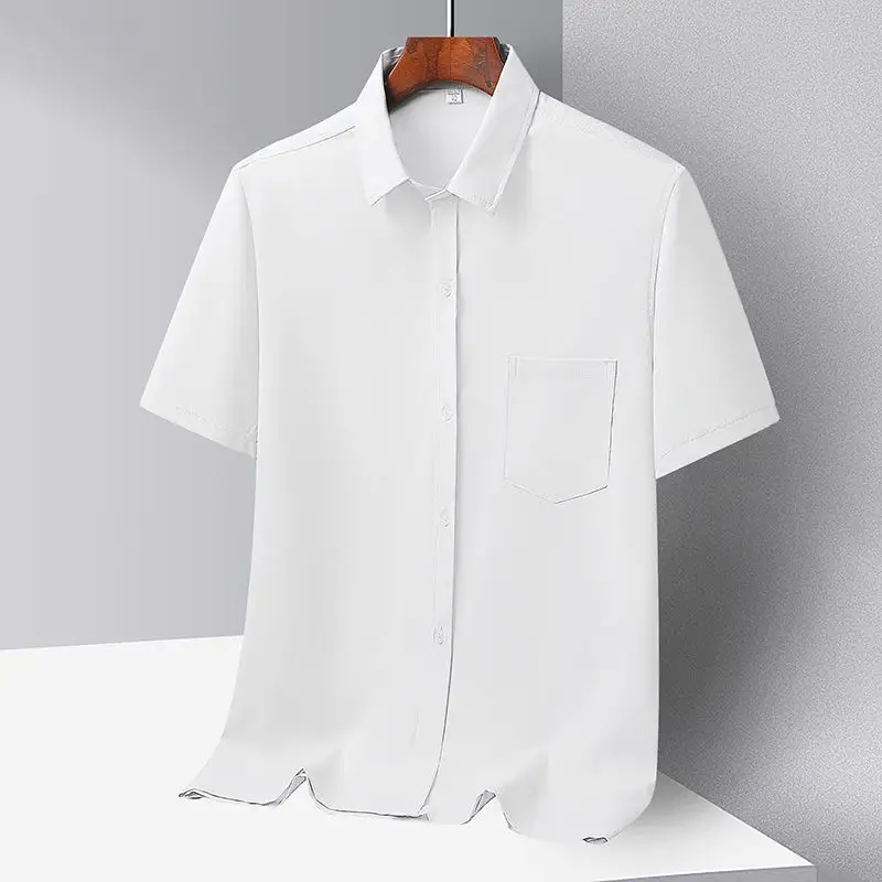 Middle-aged Men Ice Silk Long Sleeve Shirt Grey - Image 10