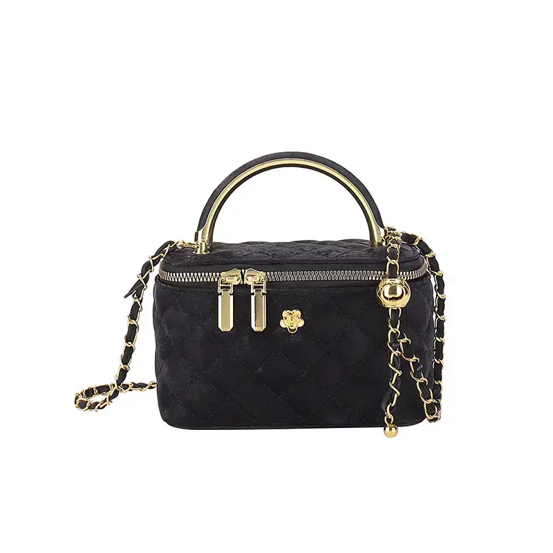 Black Rhombic Chain Shoulder Bag for Women