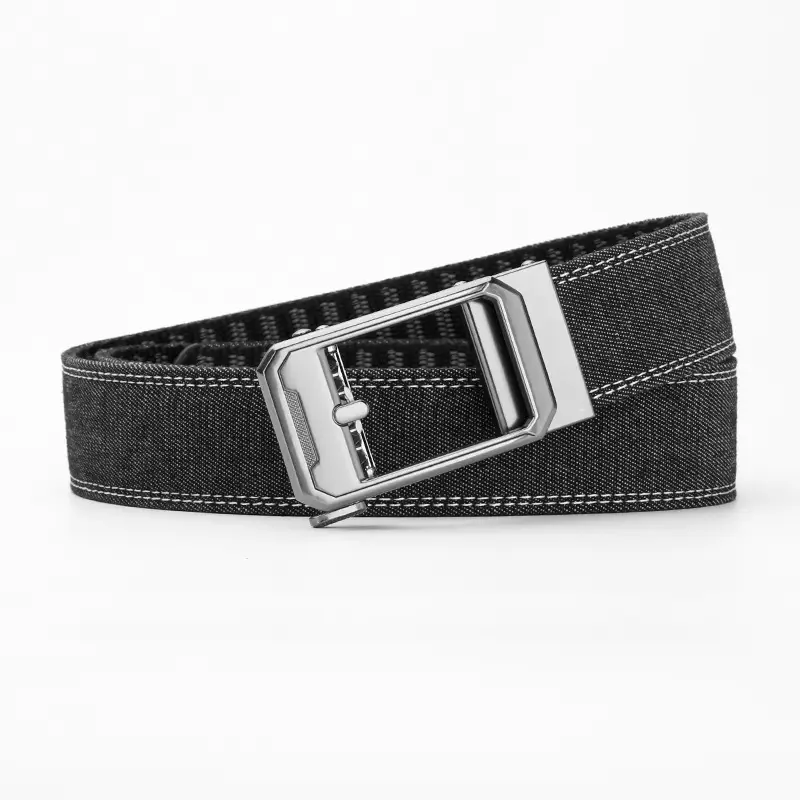 Men's Korean Style Fake Pin Buckle Belt Denim Trousers - Image 11