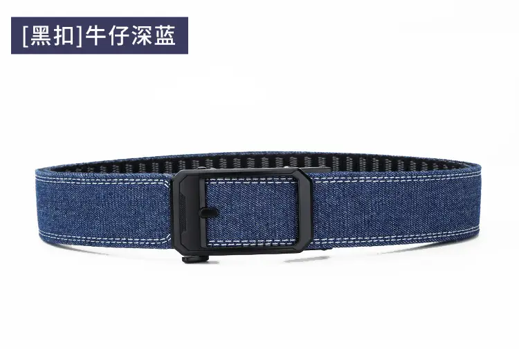 Men's Korean Style Fake Pin Buckle Belt Denim Trousers — feature 24