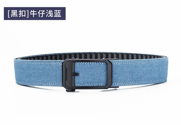 Men's Korean Style Fake Pin Buckle Belt Denim Trousers — feature 25