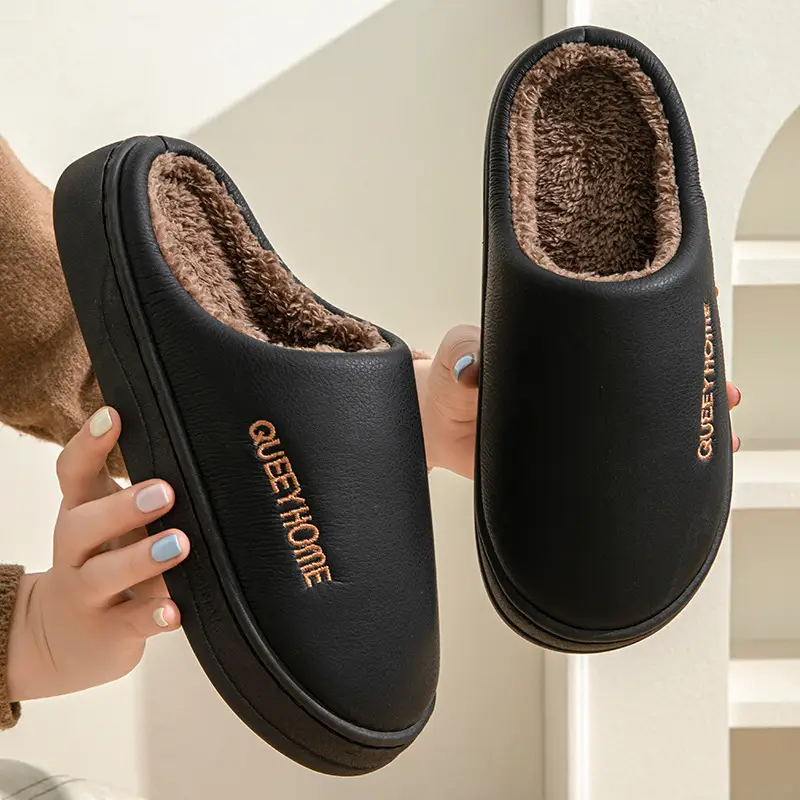 Waterproof Cotton Slippers Men's Winter Non-Slip Household Thick Bottom Non-Slip Baotou Outer Wear Shit-Treading Cotton Slippers Women - Image 6