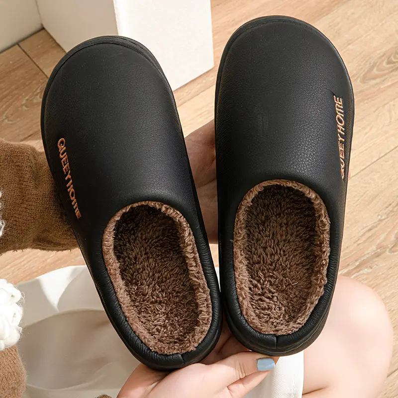 Waterproof Cotton Slippers Men's Winter Non-Slip Household Thick Bottom Non-Slip Baotou Outer Wear Shit-Treading Cotton Slippers Women - Image 8