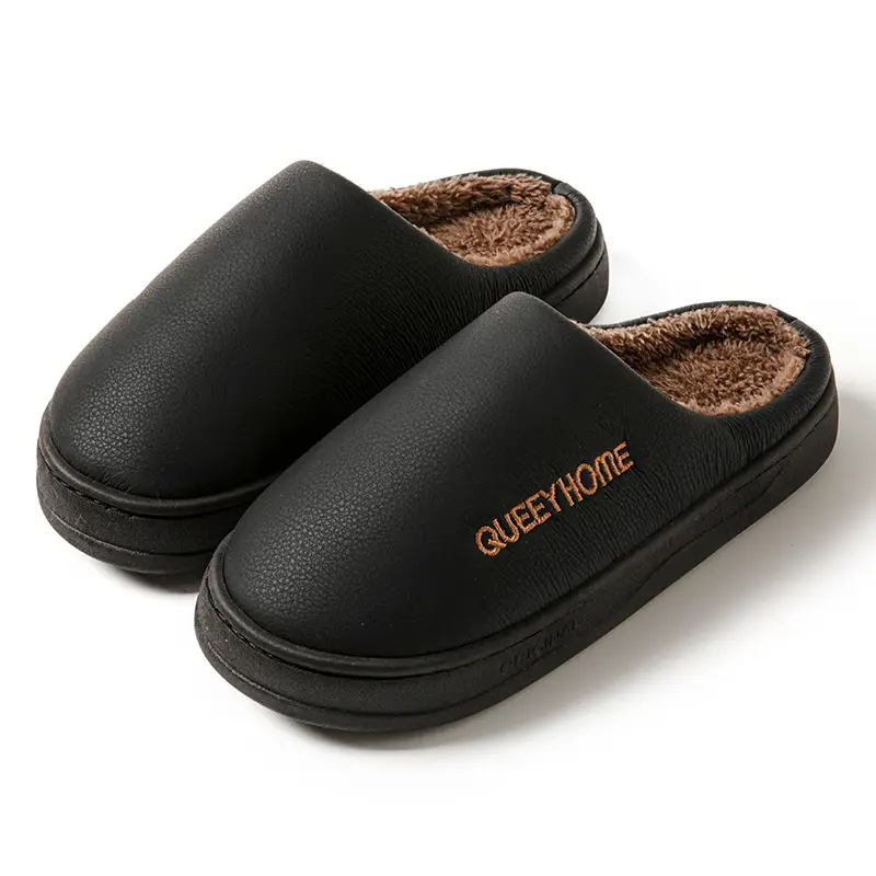Waterproof Cotton Slippers Men's Winter Non-Slip Household Thick Bottom Non-Slip Baotou Outer Wear Shit-Treading Cotton Slippers Women - Image 9