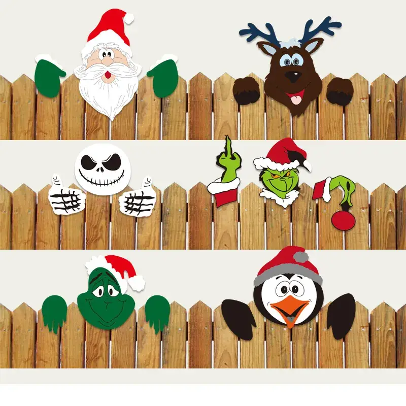 Grinch Peeping Christmas Decor on Fence - Image 18