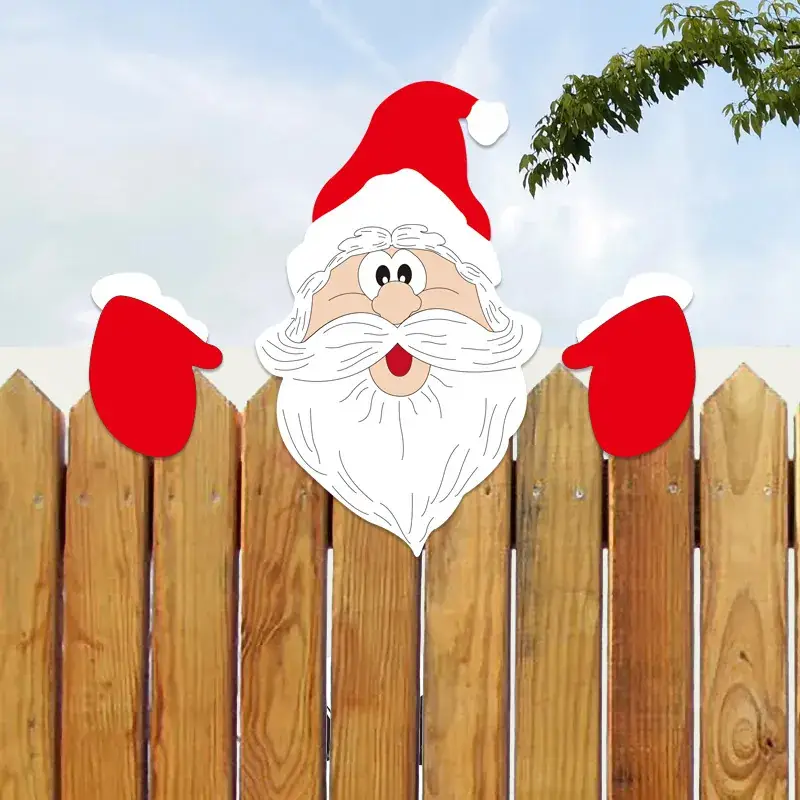 Grinch Peeping Christmas Decor on Fence - Image 19