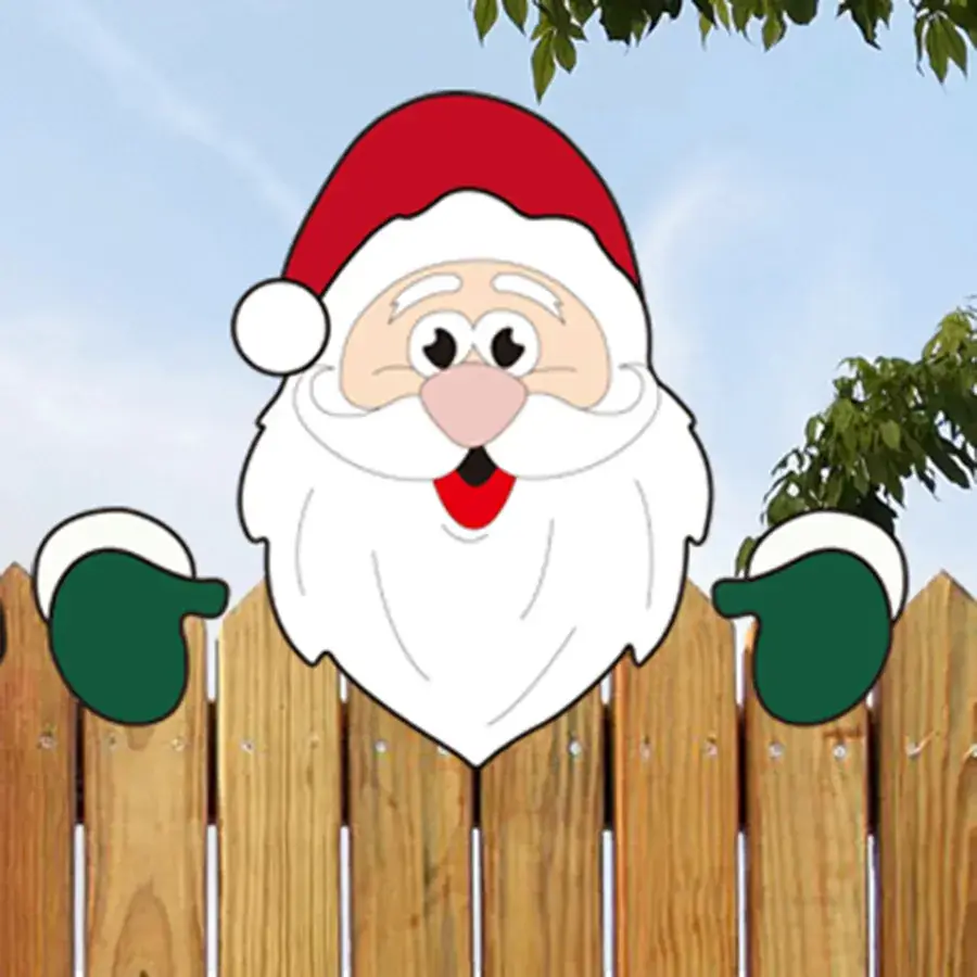 Grinch Peeping Christmas Decor on Fence - Image 2